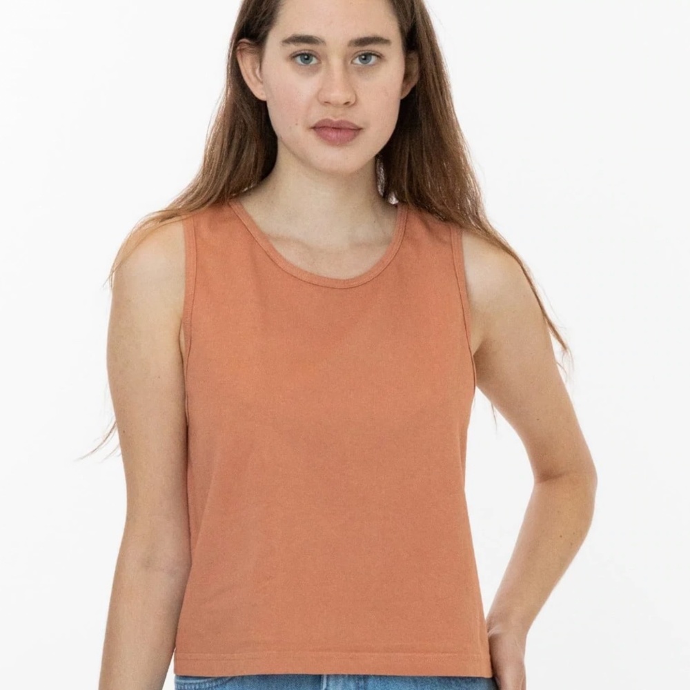 LA Apparel Garment Dye Mid-Tank Color Terracota Size S